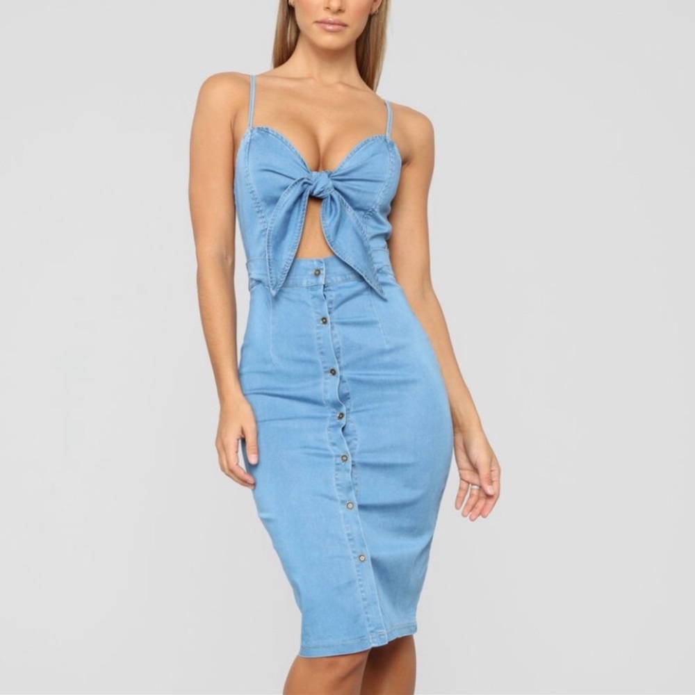 Midi denim dress